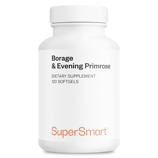 [BRSROCYKCF4BOCY3] Supersmart - Borage & Evening Primrose (High Potency) - GLA Oil Gamma Linolenic Acid Cold Pressed - with Vitamin E, Borage Oil & Evening Primrose Oil Supplement | Non-GMO & Gluten Free - 120 Softgels