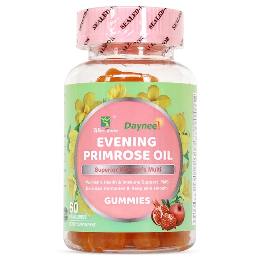 [BRSREGALOYHBADLD] Evening Primrose Oil Gummies for Women, 60 Ct | Supports Hormonal Balance & Skin Health, With Vitamin C, D3 & B6, Vegan, Pomegranate Flavor