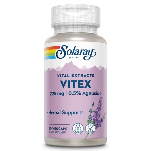[BRSWIYTYCUPRGFLY] SOLARAY Vitex Berry Extract 225 mg - Chasteberry Supplement for Women - Traditional Hormone Balance Support - Chaste Tree Berry - Vegan, Lab Verified - 60 Servings, 60 VegCaps