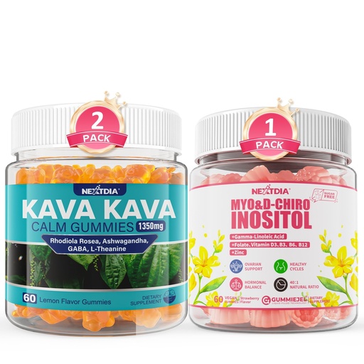 [BRSRE2QZDJ5AAAA6] Nextdia Inositol Gummies Supplement with Evening Primrose Oil for Women + Kava Kava Gummies