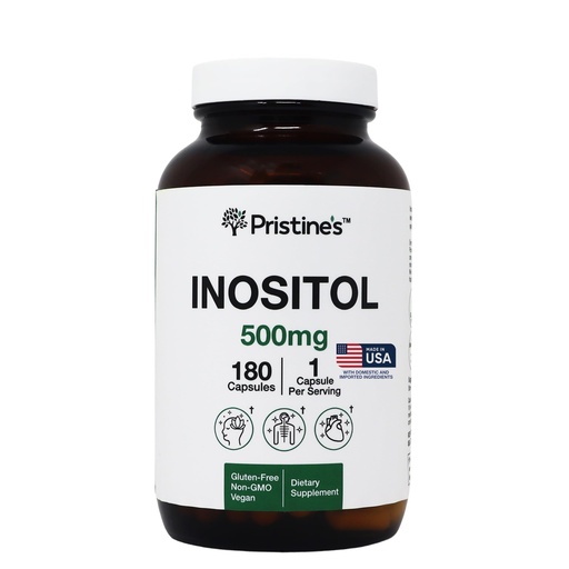 [BRSROFD2CUMWCF3F] PRISTINE'S Myo Inositol Capsules - 500mg 180 Day Supply - Vegan, Gluten Free, Non GMO