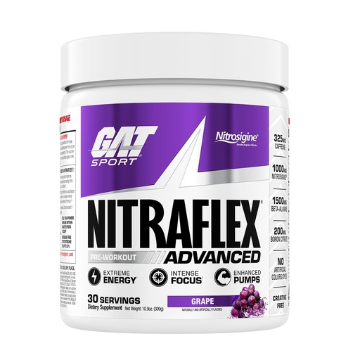 [BRSWGEI7O55WOA34] GAT SPORT, Nitraflex Advanced Pre-Workout Powder, Increases Blood Flow, Boosts Strength and Energy, Improves Exercise Performance (Grape, 30 Servings)