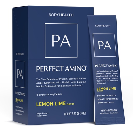 [BRSREBT4CEMQGG37] BodyHealth PerfectAmino Powder - BCAA and EAA Powder for Pre and Post Workout - Amino Acid Energy Drink for Men and Women to Support Lean Muscle and Recovery - Lemon Lime - Stick Packs - 15 Servings