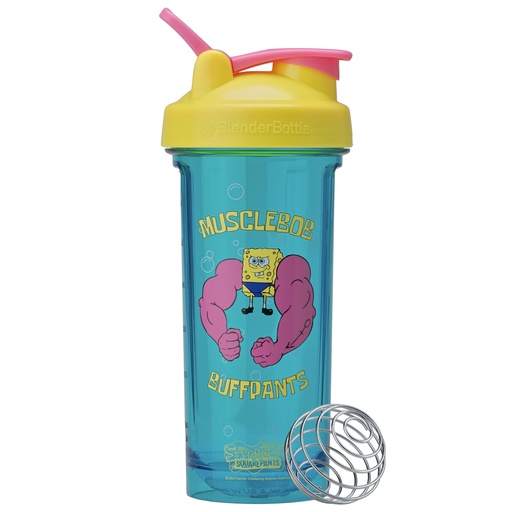 [BRSREBALOEGWACLA] BlenderBottle Spongebob Shaker Bottle Pro Series Perfect for Protein Shakes and Pre Workout, 28-Ounce, Yellow/Blue, Musclebob Buffpants