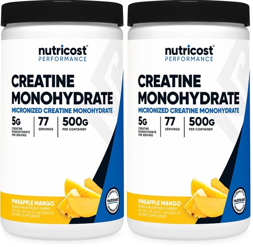 [BRSRGFI7DMCBMCQ2] Nutricost Creatine Monohydrate Powder (Pineapple Mango, 500 Gram) - Micronized Creatine Supplement - Vegan, Non-GMO, Gluten Free (Pack of 2)