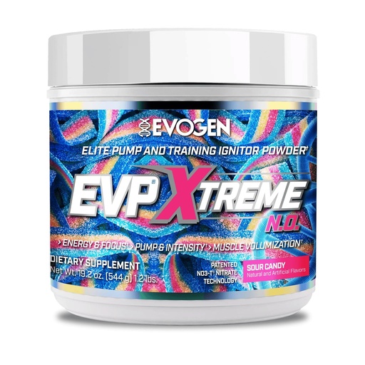 [BRSW2A32BUFRYELP] Evogen EVP Xtreme NO - Pre Workout Powder for Men & Women | Sugar Free Preworkout with Beta Alanine, Creatine, and Caffeine for Energy & Pump | Sour Candy | 40 Servings