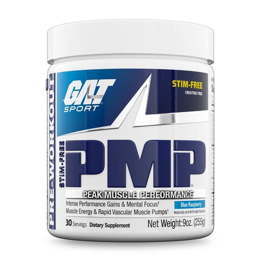[BRSWKGILDF5QAFDG] GAT SPORT PMP (Peak Muscle Performance), Pre-Workout, 30 Servings (Blue Raspberry (Stim-Free))