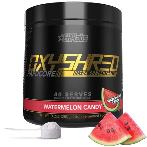 [BRSWYCD3DIFQG3L3] EHP Labs OxyShred Hardcore Super Dosed Pre Workout Powder - Preworkout Powder with L Glutamine & Acetyl L Carnitine, Energy Boost Drink - 275mg of Caffeine - Watermelon Candy, 40 Servings