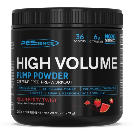 [BRSWGZABPMOWKFA6] PEScience High Volume Stim-Free Pre-Workout Pump Powder, Caffeine-Free with L-Citrulline & L-Arginine Nitrate, Non-Stim Preworkout for Men and Women - 36 Scoops, Melon Berry Twist