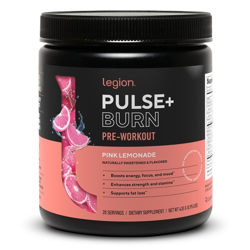 [BRSREBQ5AB5RYFA6] LEGION Pulse+ Burn Thermogenic Pre Workout Powder - High Stimulant Energy - L-Carnitine, Citrulline Malate, Beta Alanine, Capsimax - Nitric Oxide Booster - Pink Lemonade, 20 Servings