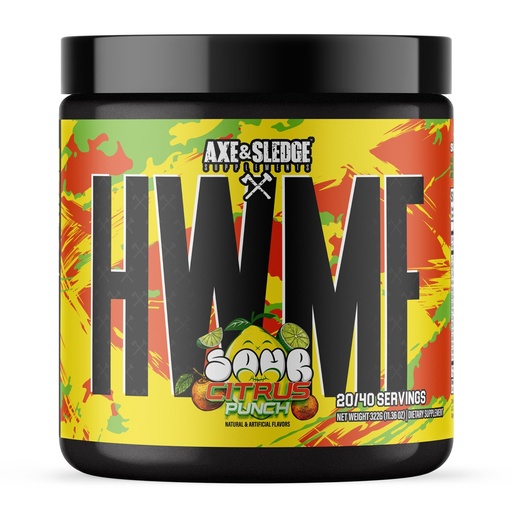 [BRSRAGIQPN7GM3D4] Axe & Sledge HWMF High Stim Pre-Workout Powder | 400mg Caffeine | Pre-Workout for Men & Women with Citrulline, Beta Alanine & Alpha GPC - Energy, Pump & Focus | 20/40 Servings, Sour Citrus Punch