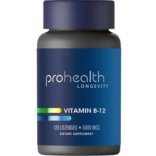 [BRSRAYAOAAMBOEY7] ProHealth Longevity Vitamin B12 Metabolism and Methylation Support. Enhance Energy, Brain and Mood. Potent Methyl Donor Nutrient to Promote DNA Repair. 5,000 mcg Per Serving, 120 Lozenges