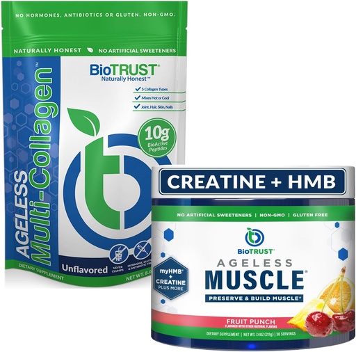 [BRSRAFQ2OZ5BE236] BioTrust Muscle sans âge (Fruit Punch) et ensemble multicollagène (non aromatisé)