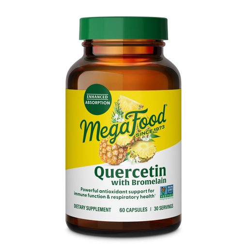 [BRSRAFQNCIGRE3I7] MegaFood Quercetin with Bromelain Supplement, Respiratory & Seasonal Immune Support Supplement, Quercetin 500mg Capsules & Enhanced Absorption, Vegan, Gluten-Free, 60 Capsules, 30 Servings