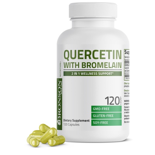 [BRSREBI3DIFQACI3] Bronson Quercetin with Bromelain 2 in 1 Wellness Support, Non-GMO, 120 Capsules