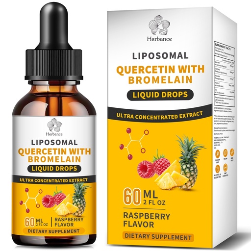 [BRSREGT3AEPB4EY7] Liposomal Quercetin with Bromelain Liquid Drops for Kis & Aldult- Higher Absorption, Quercetin Supplements 700mg w. Bromelain Elderberry Zinc Vitamin C for Immune, Heart, Antioxidant Support