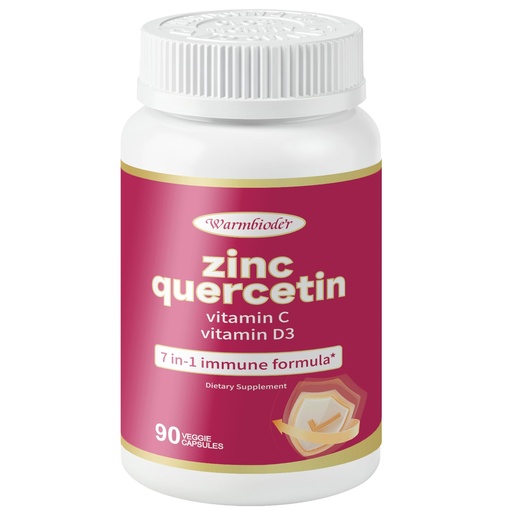 [BRSRGFD3OVYQYHYZ] Quercetin with Vitamin C and Zinc,Support Immune, | Quercetin 500mg, Vitamin C 500mg, Zinc 50mg (Picolinate, Citrate, Glycinate, Gluconate),90 Capsules