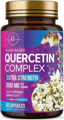 [BRSRA2QRCF4GYFLU] Quercetin Dihydrate 1000mg per Serving - Premium Plant-Based Bioflavonoids - Extra Strength Antioxidant Immune & Respiratory Health Support - High Absorption Quercetin Dihydrate - 60 Veggie Capsules