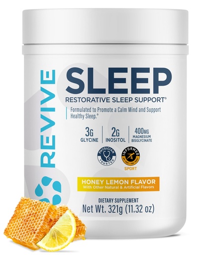 [BRSRAFIQCUGRU3I3] Revive MD Melatonin-Free Sleep Support Supplement for Adults, Honey Lemon - Natural Sleep Aid Supplements with Magnesium (Glycinate), Inositol & L-Theanine for Deep Relaxation (30 Servings)