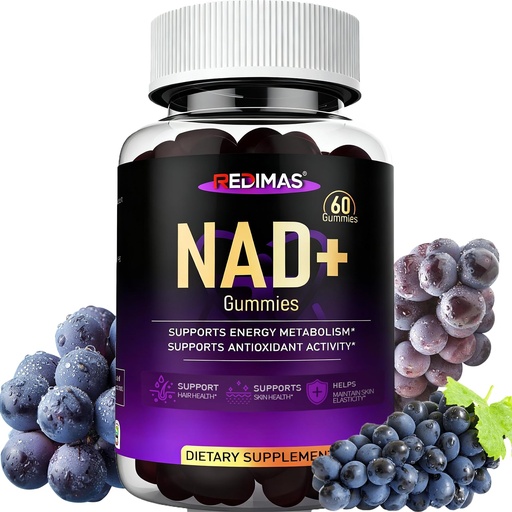 [BRSREBT6B54GKD34] NAD Gummies with Resveratrol, Multivitamin Blend, Quercetin, Collagen and Zinc, Chewable NAD Gummy for Women, Natural Grape Flavor, Convenient Daily Chew, 60 Count