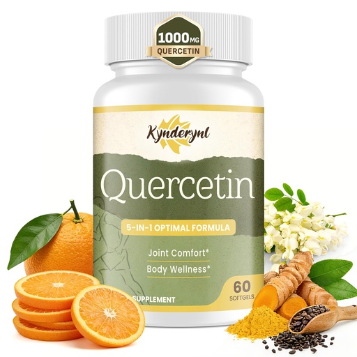 [BRSRGEIECQNRAGTV] Quercetin Supplement 1000mg Softgels – Joint Health Supplement for Mobility, Flexibility & Antioxidant Boost with Turmeric, Grape Seed Extract & Non-Acidic Vitamin C – 30 Vegan Softgels