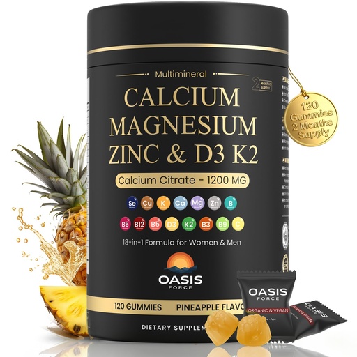 [BRSREHY2OQNBMFY2] Calcium 1200 mg with Vitamin D3 Gummies, Calcium Citrate Supplements for Women & Men with Magnesium, Zinc, Vitamin D3 & K2, Potassium, Chews for Bone Strength & Muscle Support, Sugar Free, Vegan