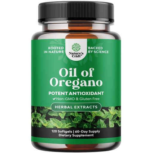 [BRSROCQYOUAWYAY2] Natures Craft Wild Oregano Oil Softgels - Super Concentrated Softgels Oil of Oregano for Digestion & Immune Support - Herbal Supplements for Intestine Cleanse, Body Detox & Repair - 120 Count