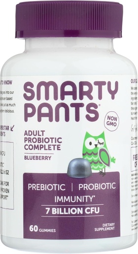 [BRSWKHQLOIDGC3A7] SmartyPants Men's & Women's Probiotic Immunity Gummies: Prebiotics & Probiotics for Digestive Health & Immune Support Supplement, Gluten Free, Vegan, Blueberry Flavor, 60 Count (30 Day Supply)