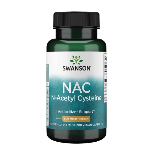 [BRSWGFDQOEIBQC32] Swanson NAC N-Acetyl Cysteine Liver Health and Antioxidant Supplement for Adults Seeking Detox and Free Radical Support - 600 mg (100 Vegan Capsules)