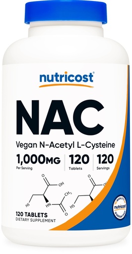 [BRSRABALAAORACA3] Nutricost N-Acetyl L-Cysteine (NAC) 1000 mg, 120 Vegan Tablets - GMO Free, Gluten Free, Vegetarian Supplement