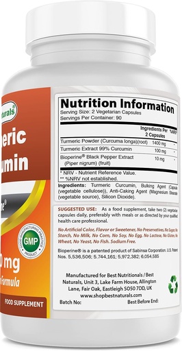 [BRSRMBAHBUFQ22D7] Turmeric Curcumin 1500mg & Acetyl L-Carnitine 500 Mg