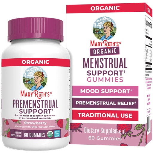 [BRSRAHAHBMCWA23H] MARYRUTH'S Organic Menstrual Support Gummies for the Relief of Common Symptoms of Premenstrual Syndrome | PMS Support | Premenstrual Mood Support | USDA Organic | Non-GMO | Vegan | 30 Servings