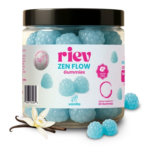 [BRSREGDRCMIRYFI4] riev Zen Flow Gummies – Hormone & PMS Support for Women – Vegan, Non-GMO, Sugar Free – Luteal Phase Mood Balance – Ashwagandha, Chasteberry, B6, Vitamin E – 30 Count