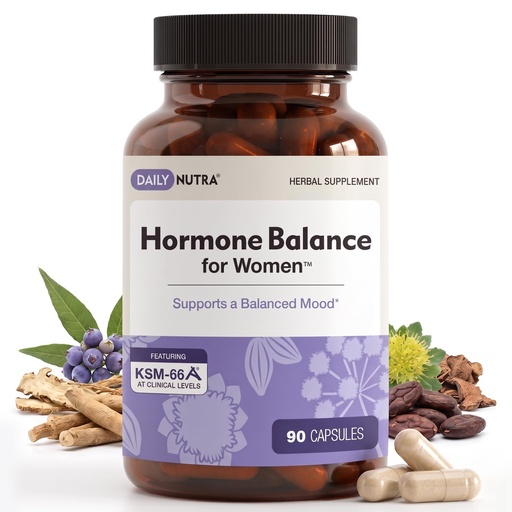 [BRSWGCQFAR7RA2YY] Hormone Balance for Women - Natural Mood Supplement - PMS Relief and Menopause Support | Featuring Clinically Studied KSM-66 Ashwagandha (90 Capsules)