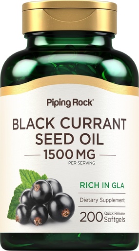 [BRSRMAQTCECQ22DF] Piping Rock Black Currant Seed Oil Softgel Capsules | 1500mg | 200 Count | with Gamma Linolenic Acid (GLA) | Non-GMO, Gluten Free Supplement