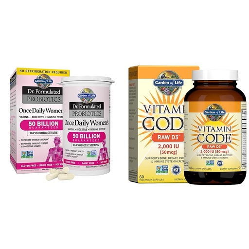 [BRSRAY33CIIBY2Y2] Garden of Life Women's Probiotics 50 Billion 16 Strains 30 Count and Vitamin D3 2,000 IU Raw D3 60 Count