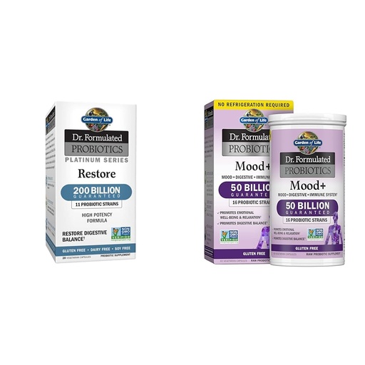 [BRSROAIPDN7AEYLG] Garden of Life Dr. Formulated Probiotics Platinum Series Restore 200 Billion & Dr. Formulated Probiotics Mood+ Acidophilus Probiotic Supplement