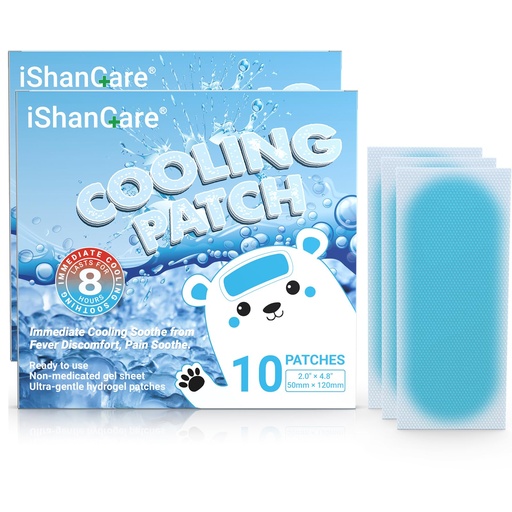 [BRSRE2QHOJ6RMGY4] ishancare Cooling Patches for Fever, 20 Sheets Individually Wrapped Hot Weather Cooling Patches for Adults, Fever Cool Pads, Cooling Fever Reducer, Migraine & Headache Patches (Pack of 2)