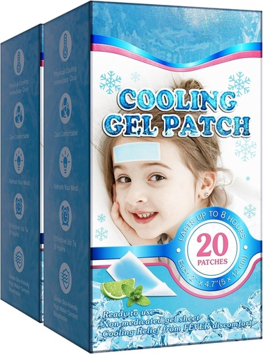 [BRSREGQCB54B6FA7] 40 Sheets Fever Patches for Kids - Hot Weather Cooling Gel Patches for Adults - Headache Patches - Forehead Fever Cool Pads