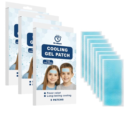 [BRSREHQCBZYGACLL] Dr.Giant Soft Gel Sheets, Cooling Relief from Fever and Discomfort for Kids, 5 Count Per Box- Pack of 3