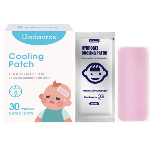 [BRSREAQYOANB6CDD] Dodanros 30 Sheets hydrogel Fever Patches for Kids & Adults Fever Discomfort & Pain Relief, Cooling Relief Fever Reducer（12 * 5cm）