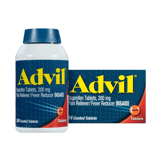 [BRSWYZYOA5YREFDL] Advil Pain Reliever and Fever Reducer, Pain Relief Medicine with Ibuprofen 200mg for Headache, Backache, Menstrual Pain and Joint Pain Relief - 300+24 Coated Tablets