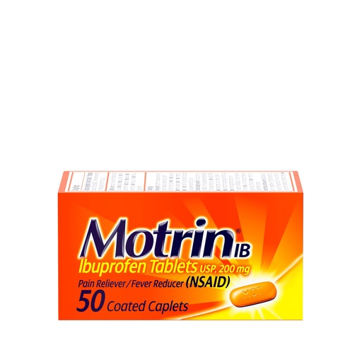 [BRSWIH3ZBV4BOFA5] Motrin IB, Ibuprofen 200mg Tablets, Fast-Acting Pain Reliever & Fever Reducer for Muscular Aches, Headache, Backache, Menstrual Cramps & Minor Arthritis Pain, NSAID, 50 Ct