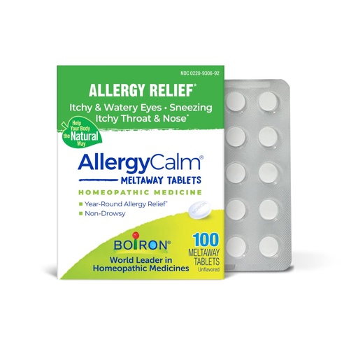 [BRSRABQPBUDRSC3Z] Boiron AllergyCalm Tabs - 100 Count for Relief from Allergy and Hay Fever Symptoms of Sneezing, Runny Nose, and Itchy Eyes or Throat - Allergy Calm Meltaway Tablets