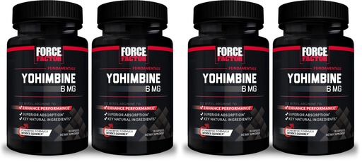 [BRSROBL6AQMGMYLH] Force Factor Yohimbine Supplement for Men, Yohimbe Bark Extract with Superior Absorption to Enhance Performance, 6mg Yohimbine Bark Pills with Key Natural Ingredients, 30 Count (Pack of 4)