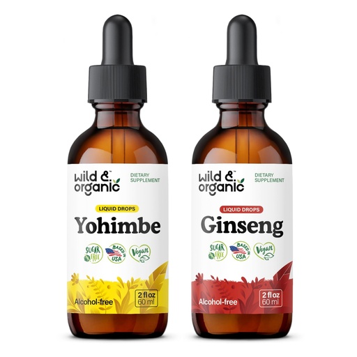 [BRSREZIROYMGO3Y2] Wild & Organic Yohimbe Tincture 2 fl oz & Ginseng Tincture 2 fl oz