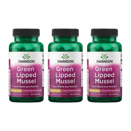 [BRSWGFD3BYHA4AD2] Swanson Green Lipped Mussel (Freeze-Dried) - New Zealand Joint Health & Mobility Supplement - Natural Formula May Support Heart Health & Digestive Function - (60 Capsules, 500mg Each) (3 Pack)