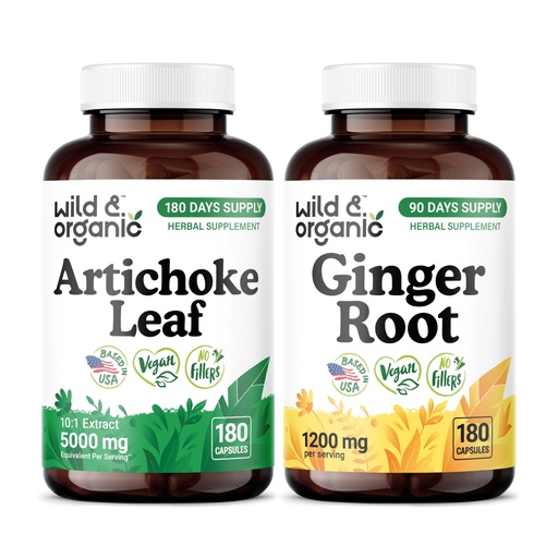 [BRSRGH3RC4PRE3DA] Wild & Organic Artichoke Leaf 180 Capsules & Ginger Root 180 Capsules