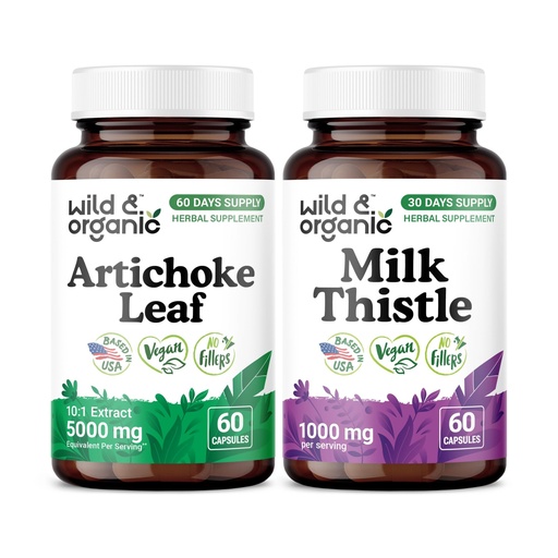 [BRSRGH3RB4GWG2QZ] Wild & Organic Artichoke Leaf 60 Capsules & Milk Thistle 60 Capsules