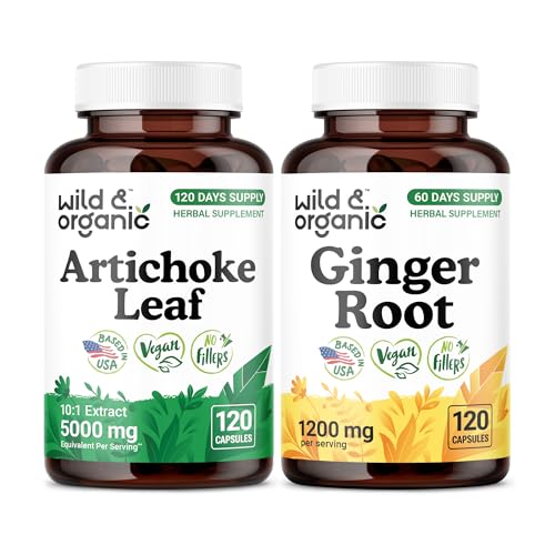 [BRSRGH3RCJ4BS3LA] Wild & Organic Artichoke Leaf 120 Capsules & Ginger Root 120 Capsules